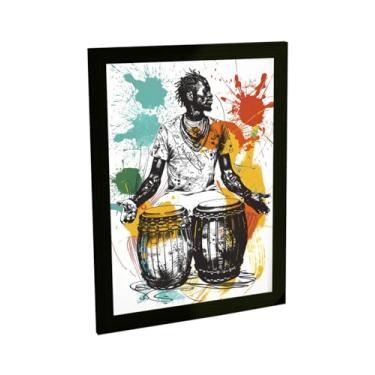 Imagem de Quadro Decorativo Tambor Capoeira Ilustração África Decoração Poster Quarto Sala