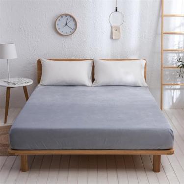 Imagem de 1 lençol de flanela luxuoso, supermacio, confortável, confortável, com bolso profundo para colchão (D, Queen)