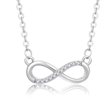 Imagem de Colar Feminino Infinito Cravejado Domenic Aço Presente Luxo