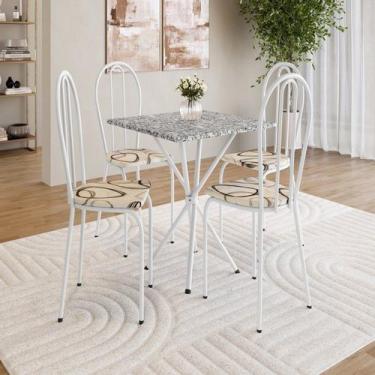 Imagem de Conjunto sala de Jantar Mesa Quadrada 70cm Tampo Granito com 4 Cadeira