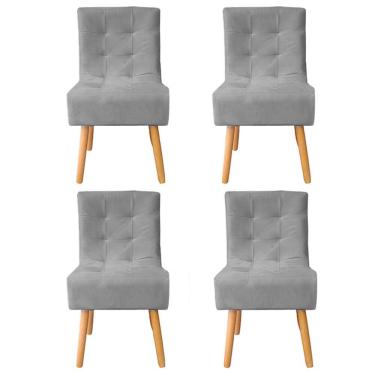 Imagem de Kit 4 Cadeiras Poltrona Sala de Jantar Penteadeira Reforçada Decorativa Liz Suede