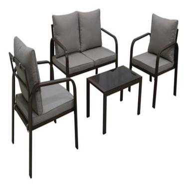 Imagem de Conjunto Jardim Varanda Em Aço Mesa 2 Cadeiras E 1 Poltrona