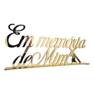 Imagem de Frase Decorativa Em Memória de Mim Acrílico Espelhado Dourado 35cm para Mesa de Altar, Comunhão, Culto Cristão, Fé Inspiração, Decoração Religiosa, Base Estável