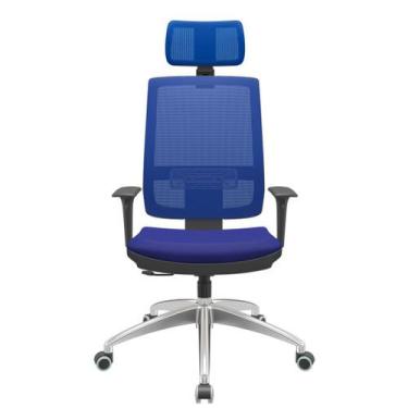 Imagem de Cadeira Office Brizza Tela Azul Com Encosto Assento Aero Azul RelaxPla