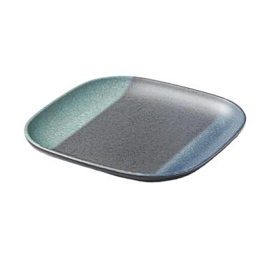 Imagem de Prato de estilo japonês retrô simples listrado delicado quadrado durável - placa quadrada arredondada de 30 cm