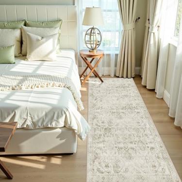 Imagem de Tapete de corredor verde sálvia 7 x 18 cm para corredores, cama lateral, cozinha, boho, lavável, desgastado, piso baixo, entrada longa, tapete de banheiro, antiderrapante, lavanderia, suporte frontal