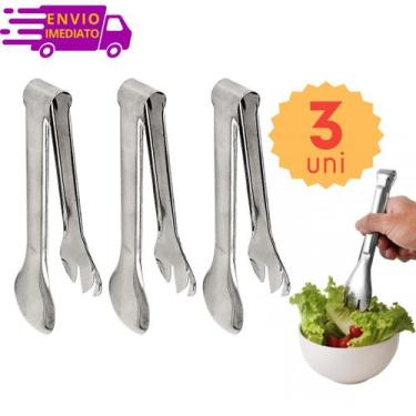 Imagem de Kit 3 Pegador de Salada Multifunção Multiuso 100% Inox Profissional Re