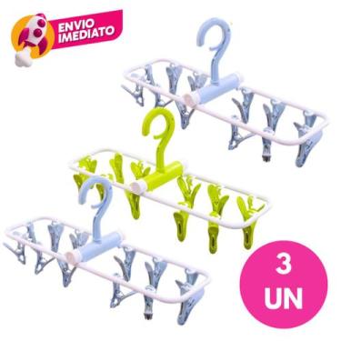 Imagem de Varal Dobrável Com 12 Prendedores Roupas Intimas Calcinha Cueca Meia L