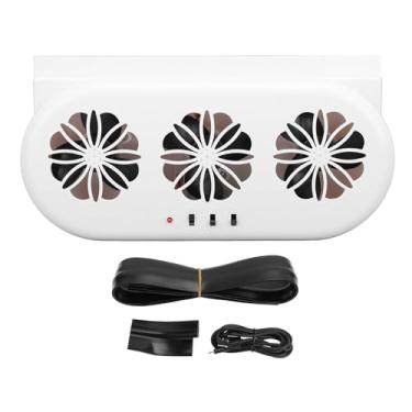 Imagem de Ventilador de exaustão do carro com energia solar 5000rpm de circulação de ar ventilador de resfriamento de resfriamento com interface USB (Branco)