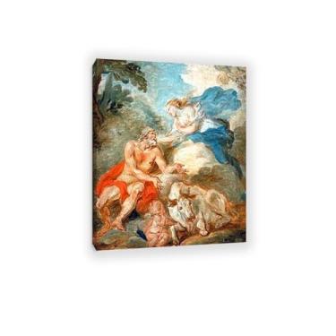 Imagem de Famous Paintings Reprodução, Jean-Honor Fragonard, abstrata em tela para decoração de parede, "Júpiter, Io e Juno" tela moderna para decoração 50 x 65 cm (19 x 26 pol) moldura interna