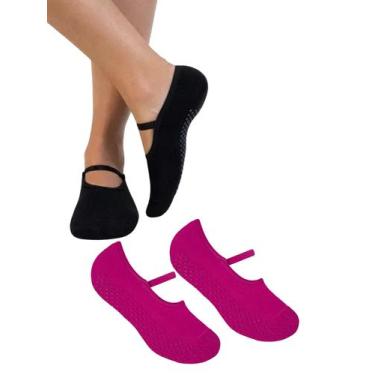Imagem de Kit 2 Pares Meias Sapatilha Selene Feminina Pilates K7700, Marinho, Pi
