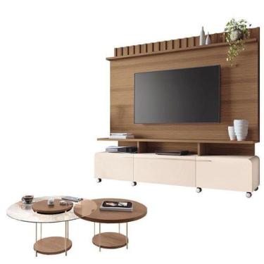 Imagem de Estante Home Theater Artís Off White Castanho E Kit Mesa De Centro Sky