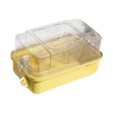 Imagem de WeiLaiKeQi Gaiola para hamster de saída, gaiola para animais pequenos com garrafa de água à prova de vazamento, estojo leve para transporte de hamster, habitat, Amarelo