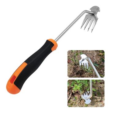 Imagem de MAIMAIMAO Ferramenta extrator de ervas daninhas, ferramenta de remoção manual de aço inoxidável, ferramenta portátil de remoção de ervas daninhas, extrator manual impermeável de 4 dentes, ferramentas