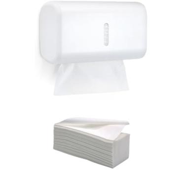 Imagem de Dispenser Papel Toalha interfolhado Compacto Kit com papel(Toalheiro Urban Branco+1Papel)