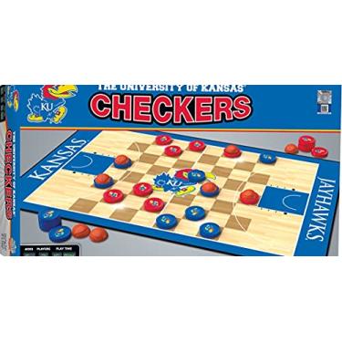 Imagem de MasterPieces Jogo para a família – NCAA Kansas Jayhawks Checkers – Jogo de tabuleiro oficialmente licenciado para crianças e adultos