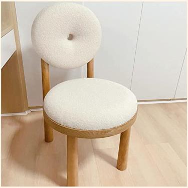 Imagem de Cadeira De Jantar, Cadeira De Mesa De Jantar De Madeira Maciça Natural, Tecido De Lã De Cordeiro, Cadeira De Mesa, Sólida E Durável, Cadeira De Computador Nórdica Moderna, Espregu, B