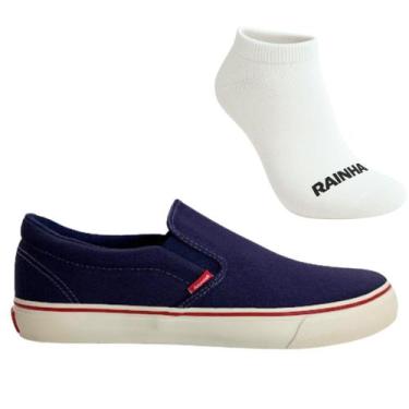 Imagem de Kit Tênis Casual Masculino Rainha Iate IV e Meia, 41, Azul escuro, Ver