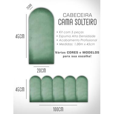 Imagem de Kit Cabeceiras Nuvem Infatil Estofada Cerquinha Modular Cama Solteiro Casal King Queen 45X20 Módulos Adesivos (Verde, Solteiro)