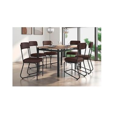 Imagem de Conjunto Mesa Jantar Fabone Nagoia 6 Cadeiras Mesa Retangular 136x80cm Aço Carbono