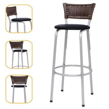 Imagem de Banqueta Bancos Cadeiras Alto Para Cozinha Gourmet Varanda Balcão Ilha