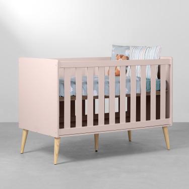 Imagem de Berço Mini Cama Theo com Pés Retrô Natural - Rosa