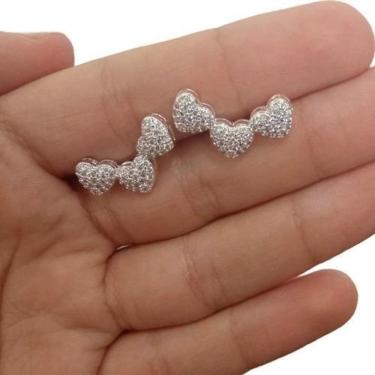Imagem de Brinco Ear Cuff Noiva Pedra Zirconia F. Prata Festa Coração