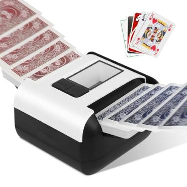 Imagem de Baralhador automático de cartas para 1-2 baralhos - Máquina de embaralhar recarregável ultra-silenciosa com aleatório de 2 segundos, carregamento USB-C e compatibilidade de cartão universal (pôquer