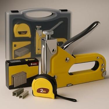 Imagem de Pistola de pregos decorativa manual + 1000 grampos(Maleta+grampos+trena)