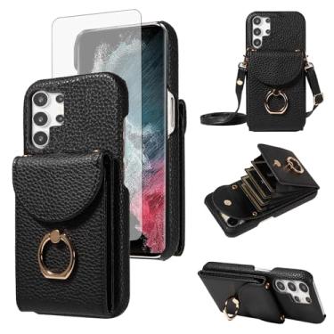 Imagem de Furiet Capa carteira de órgão para Samsung Galaxy S24 Ultra 5G e protetor de tela de vidro temperado anel fivela alça de ombro, porta-cartões com suporte para celular para S24Ultra 24S S 24 24Ultra