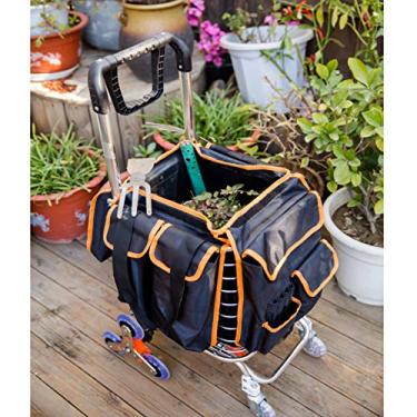 Imagem de Carrinho de compras dobrável para mantimentos | Carrinhos de compras para subir escadas | Carrinho de compras portátil leve com roda giratória para mãe, pai, avô, avó (preto, meio)