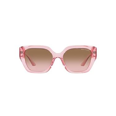 Imagem de Armani Exchange Ax4125su Óculos de sol retangulares femininos de ajuste universal, Rosa transparente brilhante/cinza gradiente rosa, 54 mm