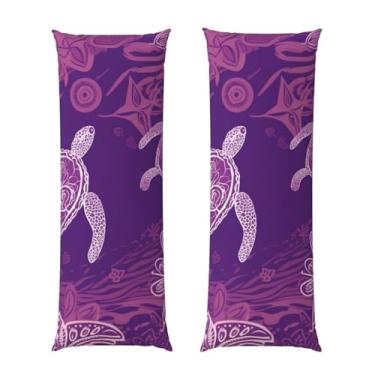 Imagem de Capa de travesseiro corporal com zíper ultramacia e refrescante, capa de almofada protetora respirável Havaí com tartaruga marinha roxa capa de almofada decorativa para casa 50,8 cm x 137,2 cm