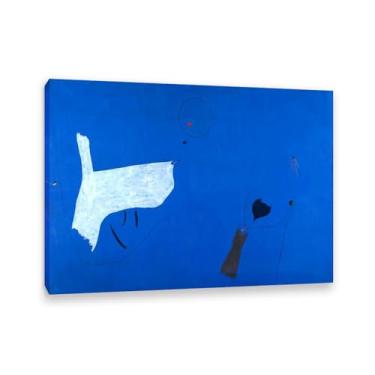 Imagem de Joan Miro Impressão em Tela Pintura Azul Pintura Surrealismo Imagens de Arte de Parede para Sala de Estar Quarto Presente Decoração de Parede 100x70cm (83.8x71.1 cm) Emoldurado
