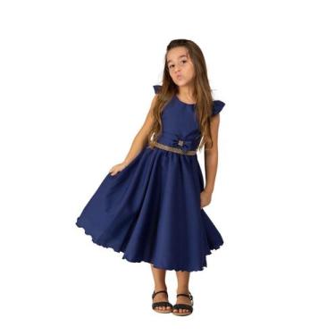 Imagem de Vestido Casual Azul Marinho Infantil De Festa 15 Anos Liso - JL Kids, 