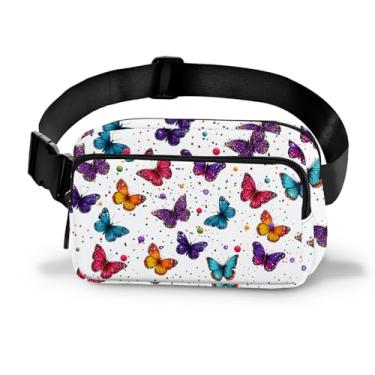 Imagem de Pochete feminina casual, bolsa de cinto, moderna, fácil de guardar, com alça ajustável, viagem, caminhada, corrida, caminhada, Branco, Medium, Casual