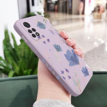 Imagem de Capa de celular com estampa de flores para Xiaomi Redmi Note 14, 13, 12, 11, 11S, 11T, 10, 10A, 10T, 10S, 9T, 9, 8, 7 Pro Plus, 10C, 9A, 9C, 9T, 4G e 5G, roxa clara, para Note 14Pro 5G