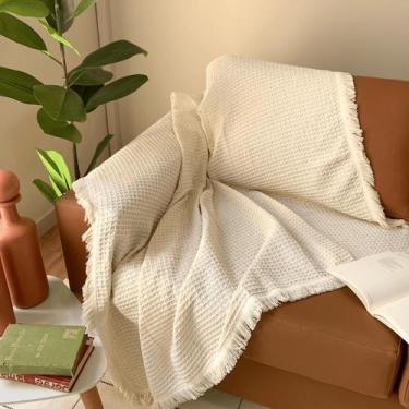 Imagem de Manta Decorativa para Sofá e Cama 1,50 x 2,10m Xale Artesanal Xadrez c