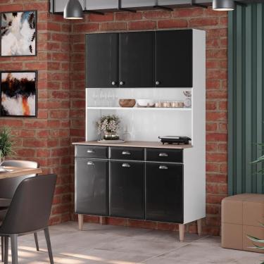 Imagem de Kit De Cozinha Compacta 120cm Em Aço Preto Retrô