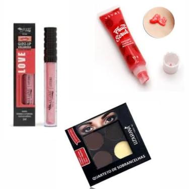 Imagem de Quarteto de Sobrancelhas+Gloss Lip Volumoso Max Love com Ácido Hialurônico cor 08+Esfoliante Labial