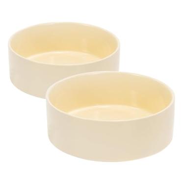 Imagem de SPUNKYJUNKY Tigela de cerâmica para cães e gatos de 1,700 g, tigela de água moderna e pesada para comida bege (embalagem com 2)