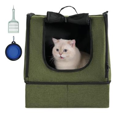 Imagem de apollo walker Caixa de areia portátil para viagem para gatos com bolsa impermeável com zíper, sem colapso com base rígida na parte inferior, sem vazamento, sem cheiro, fácil de transportar, fácil de