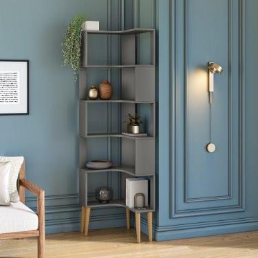 Imagem de Armário Multiuso Berlin 6 Prateleiras Grafite  RV Móveis