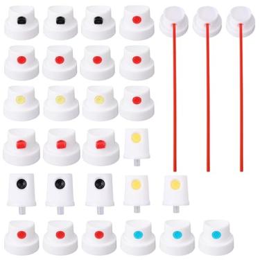 Imagem de 30 Bicos Universais Latas Spray, Tampas Multicoloridas Tinta Spray Conjunto Adaptador Latas Fêmeas Substituição Bicos Garrafa Fáceis Utilizar para Pintura Grafite Paredes (10 Estilos)