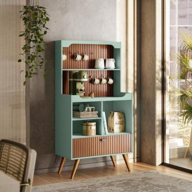 Imagem de Cantinho Do Café Rubi Armário Para Cozinha Menta-tauari Ripado