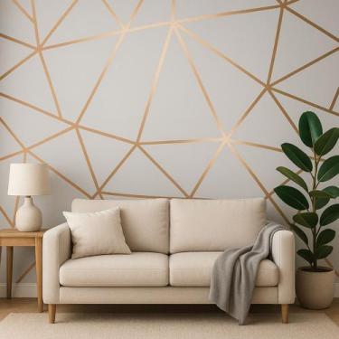 Imagem de Papel de Parede Adesivo Tipo Contact 5 Metros 45cm Geométrico Gold Mod