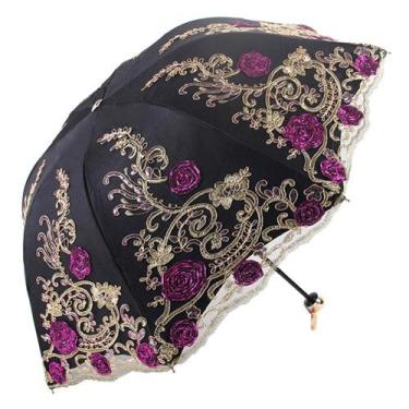Imagem de Guarda-chuva Honeystore Sun Protection Vintage Lace Wedding Black