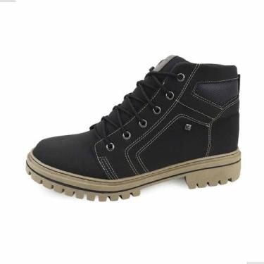 Imagem de Bota Botina Masculina Coturno Cano Médio Nobuck sintético, reforçado. 