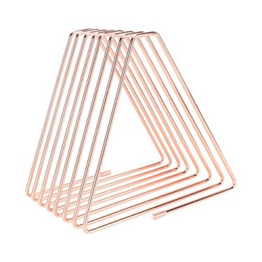 Imagem de Livro retrátil termina ajustável Metal Book Stoppers Galvanizado Design Triangular para Escritório Dormitório Estante 6.7x6.7 x 1.3in (Rose Gold)