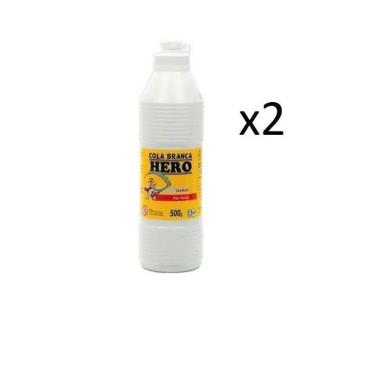 Imagem de Cola Branca Escolar 500Gr - Marca Hero - Kit 2 Frascos